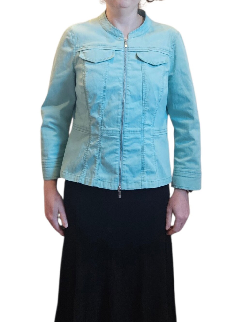 Lafayette 148 New York Mint Green Two-Way Zip Jacket Size L